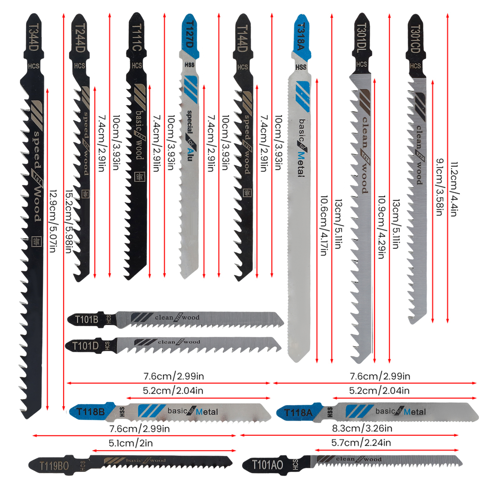 48 to 192Pcs Jig Saw Blade Set - Power Tools Jigsaw recension och pris
